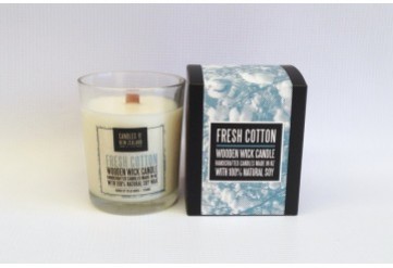 Fresh Cotton Wooden Wick Soy Candle with Box