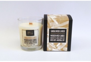 Sandalwood & Musk Wood Wick Soy Candle with Box